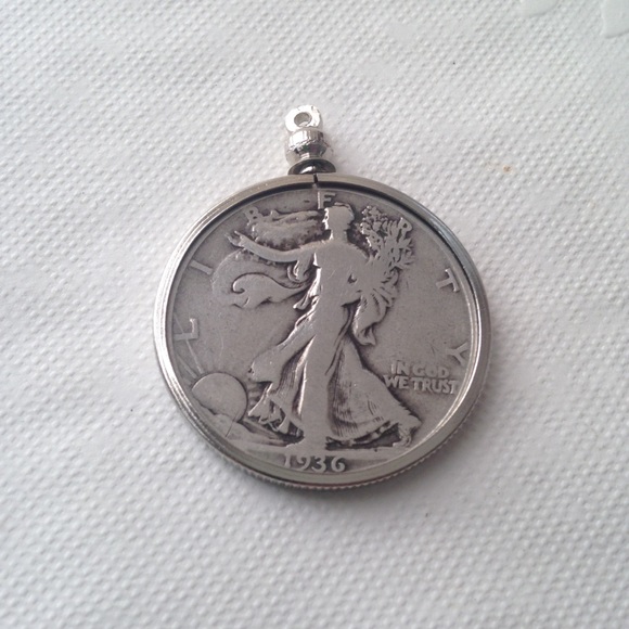 1936 Silver Half Dollar Coin, 18in 925 Chain - Picture 4 of 8